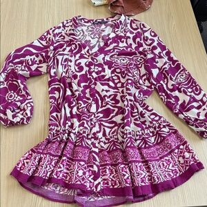 Zara long sleeve mini dress with purple pattern